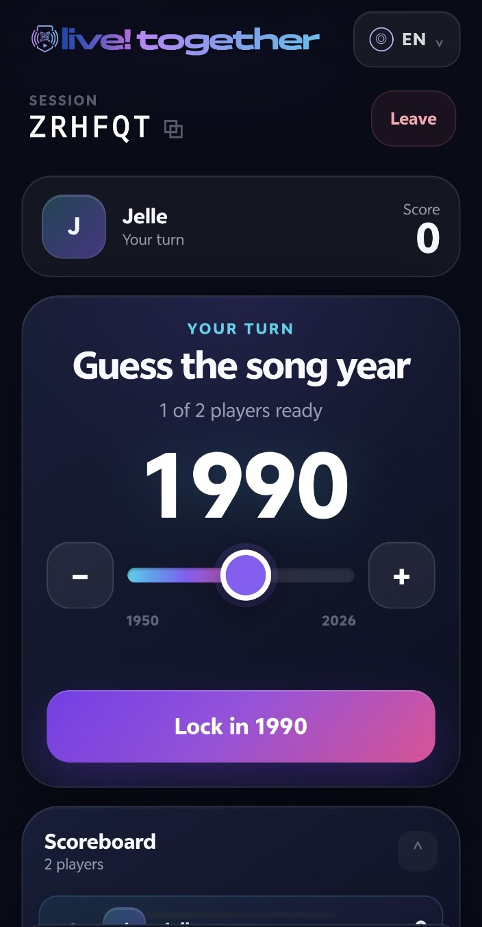 Starting a Live Together guessing round